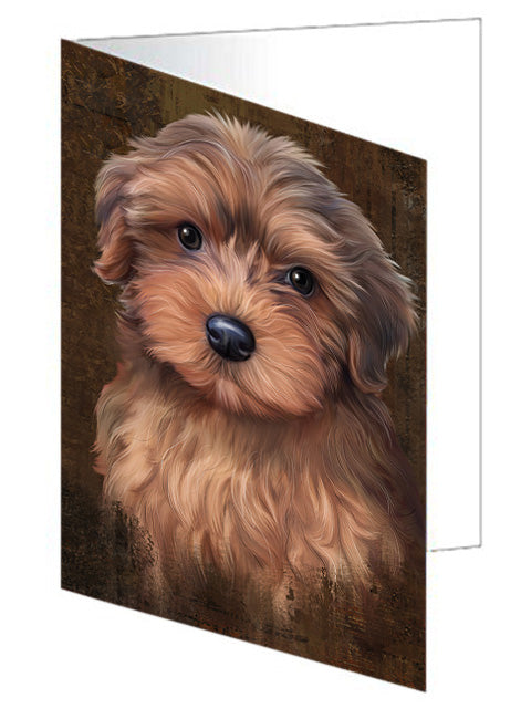 Rustic Yorkipoo Dog Handmade Artwork Assorted Pets Greeting Cards and Note Cards with Envelopes for All Occasions and Holiday Seasons GCD67562