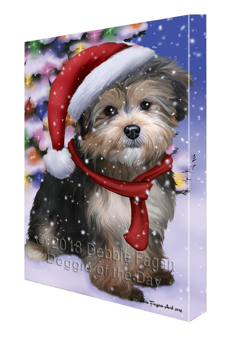 Winterland Wonderland Yorkipoo Dog In Christmas Holiday Scenic Background Canvas Print Wall Art Décor CVS102014