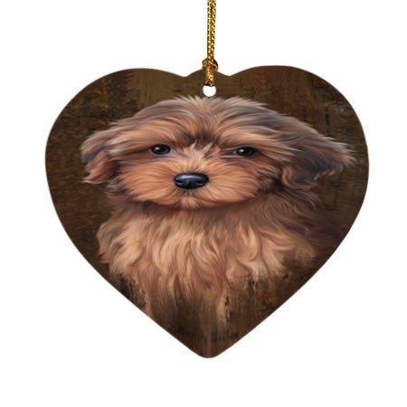 Rustic Yorkipoo Dog Heart Christmas Ornament HPOR54511