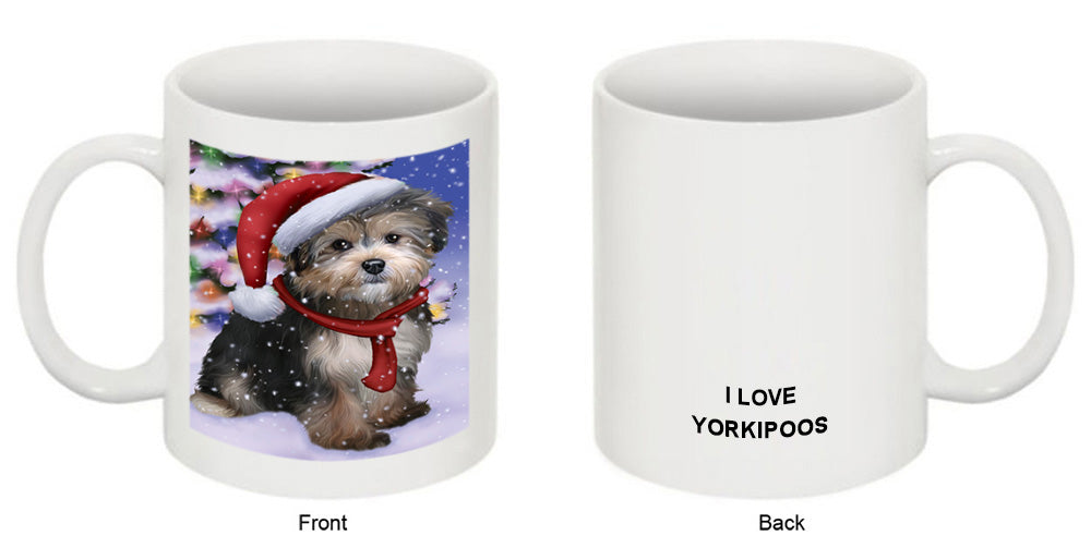 Winterland Wonderland Yorkipoo Dog In Christmas Holiday Scenic Background Coffee Mug MUG49194
