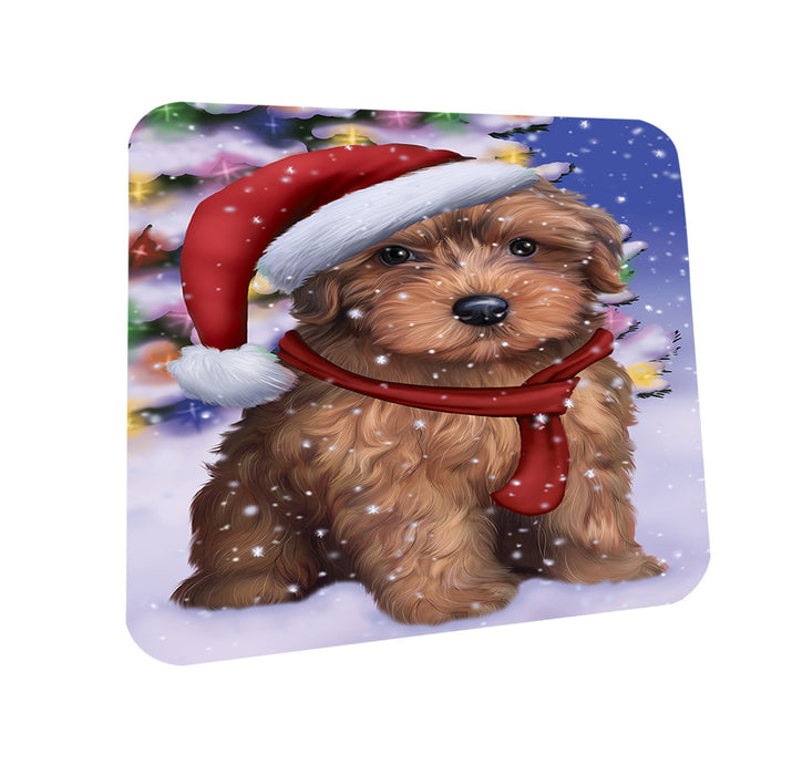 Winterland Wonderland Yorkipoo Dog In Christmas Holiday Scenic Background Coasters Set of 4 CST53755