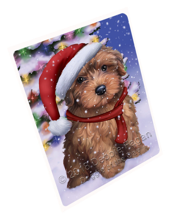 Winterland Wonderland Yorkipoo Dog In Christmas Holiday Scenic Background Large Refrigerator / Dishwasher Magnet RMAG83664