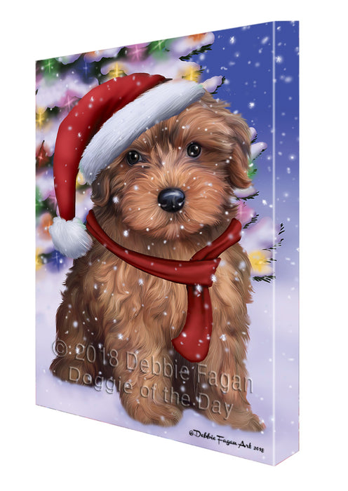 Winterland Wonderland Yorkipoo Dog In Christmas Holiday Scenic Background Canvas Print Wall Art Décor CVS102023