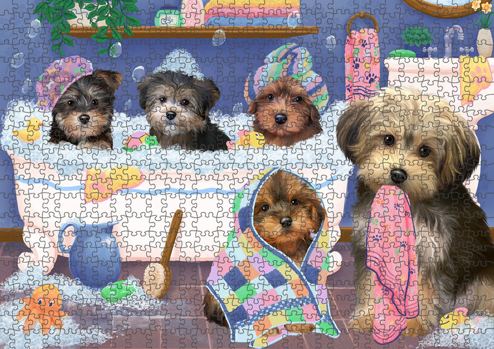 Rub A Dub Dogs In A Tub Yorkipoos Dog Puzzle with Photo Tin PUZL95548