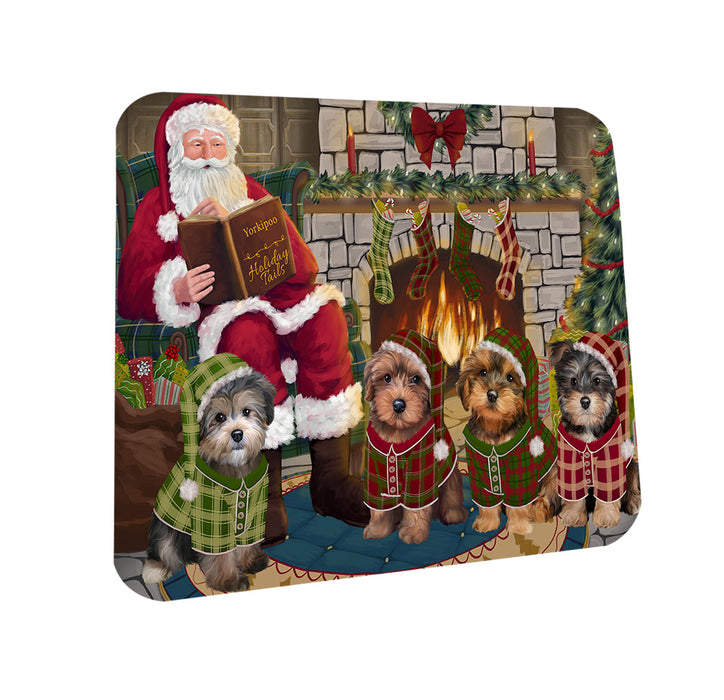 Christmas Cozy Holiday Tails Yorkipoos Dog Coasters Set of 4 CST55360