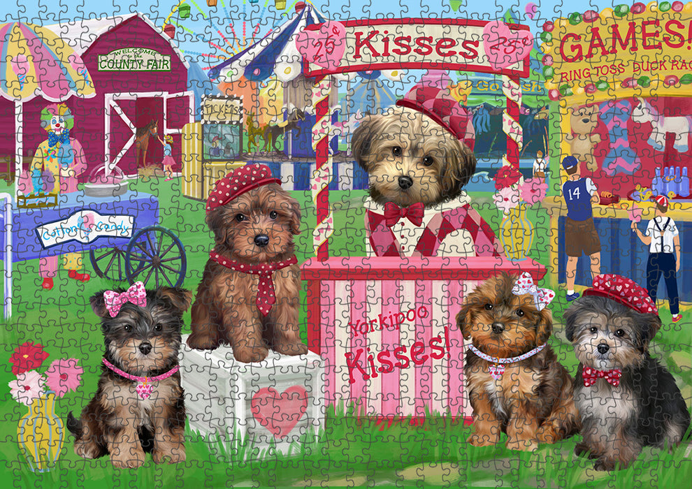 Carnival Kissing Booth Yorkipoos Dog Puzzle with Photo Tin PUZL92412