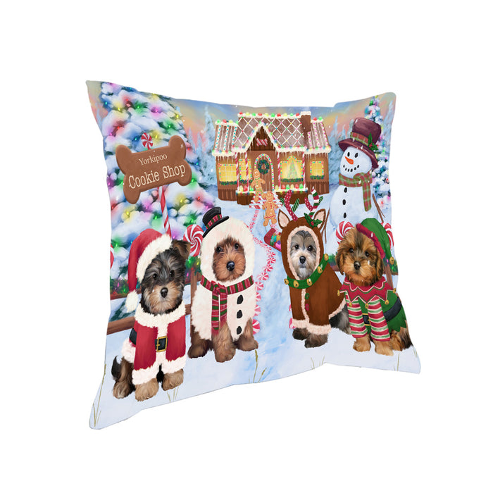 Holiday Gingerbread Cookie Shop Yorkipoos Dog Pillow PIL80828