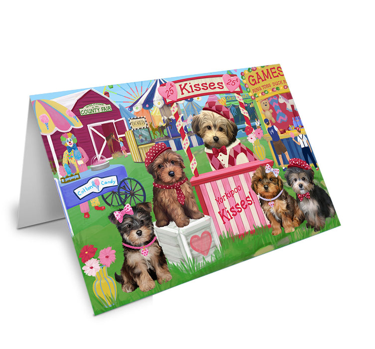 Carnival Kissing Booth Yorkipoos Dog Handmade Artwork Assorted Pets Greeting Cards and Note Cards with Envelopes for All Occasions and Holiday Seasons GCD72671