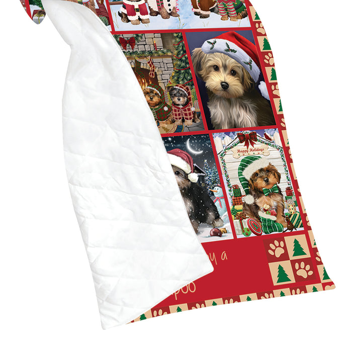 Love is Being Owned Christmas Yorkipoo Dogs Quilt