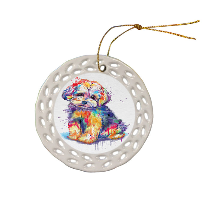 Watercolor Yorkipoo Dog Ceramic Doily Ornament DPOR57408