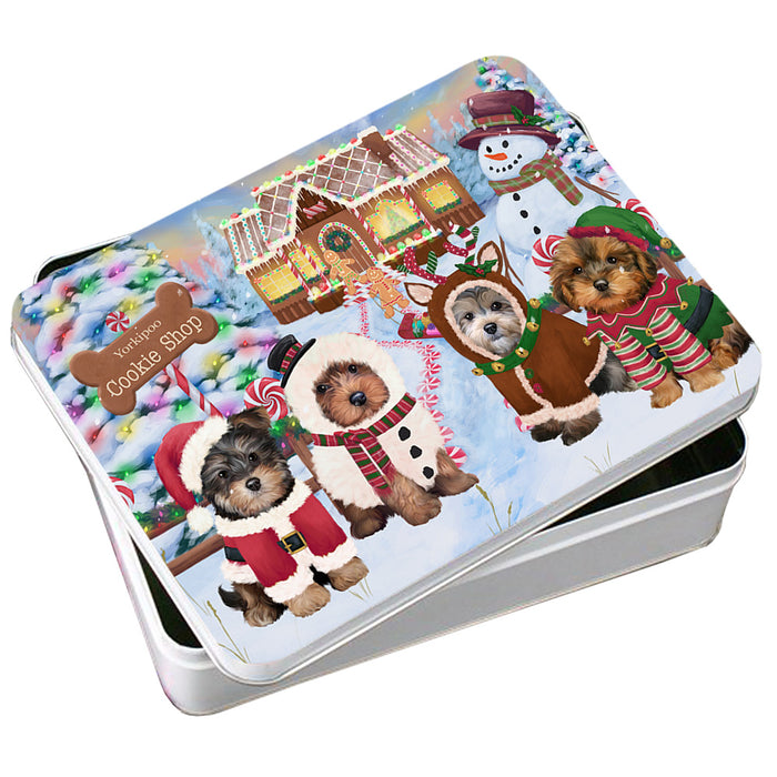 Holiday Gingerbread Cookie Shop Yorkipoos Dog Photo Storage Tin PITN56577