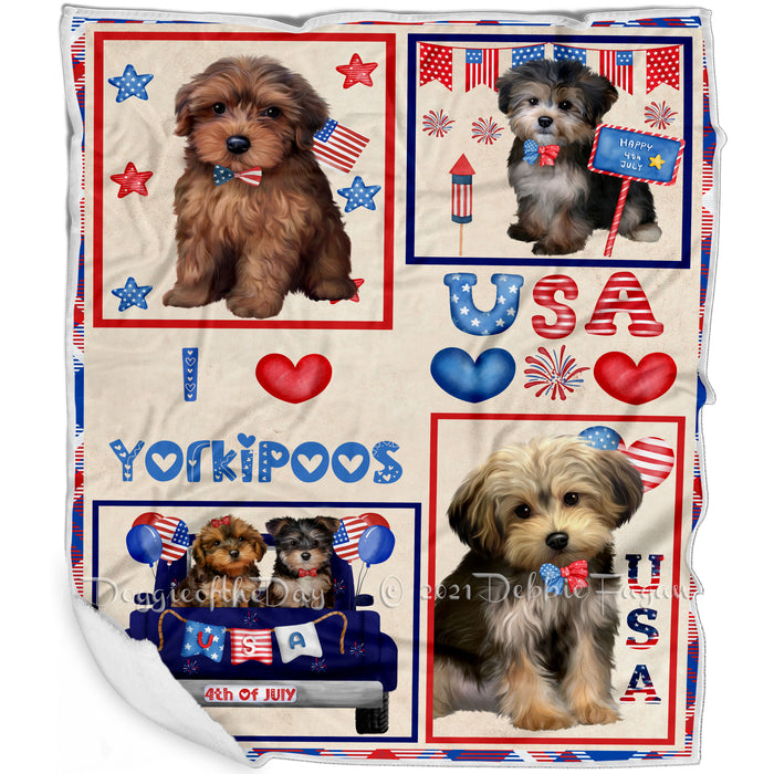 4th of July Independence Day I Love USA Yorkipoo Dogs Blanket BLNKT143561
