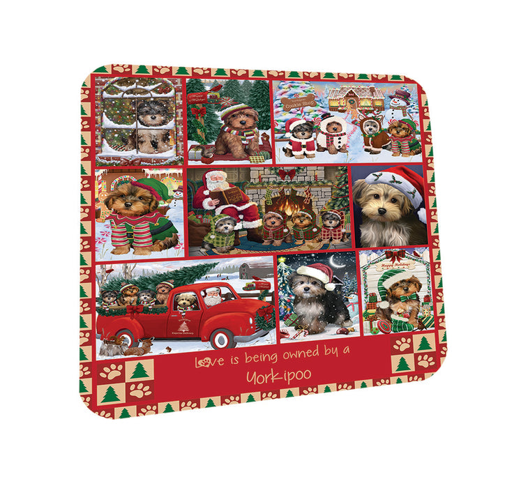Love is Being Owned Christmas Yorkipoo Dogs Coasters Set of 4 CST57227