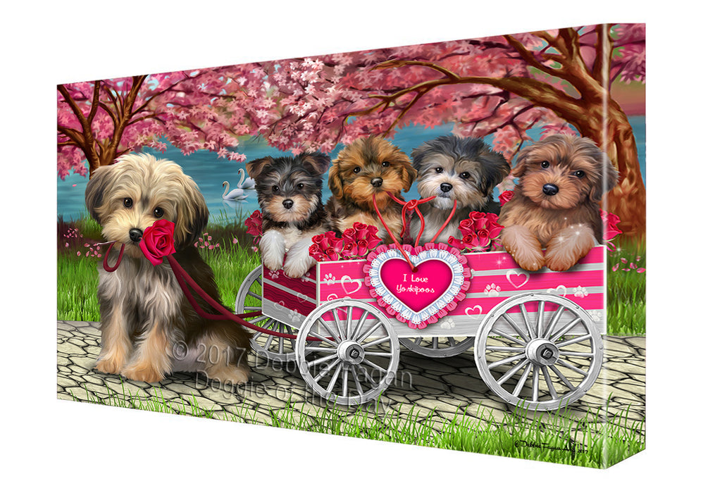 I Love Yorkipoos Dog in a Cart Canvas Wall Art CVS49593