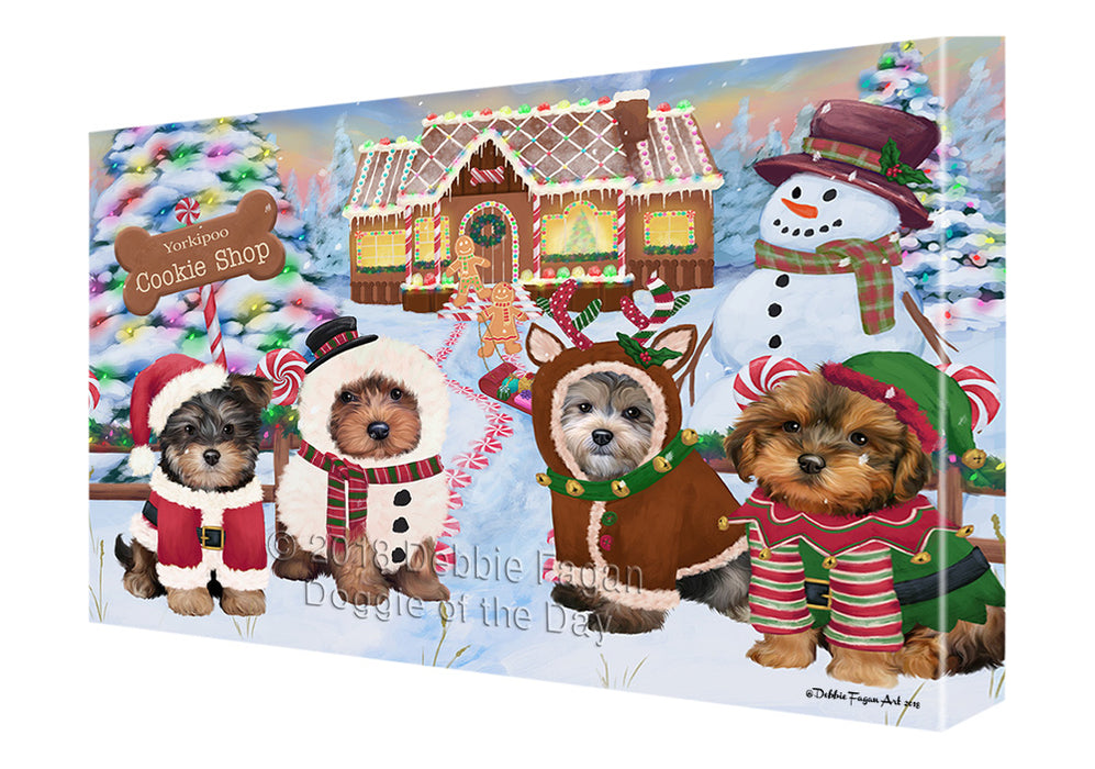 Holiday Gingerbread Cookie Shop Yorkipoos Dog Canvas Print Wall Art Décor CVS131930