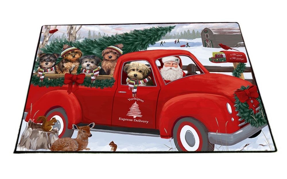 Christmas Santa Express Delivery Yorkipoos Dog Family Floormat FLMS52530