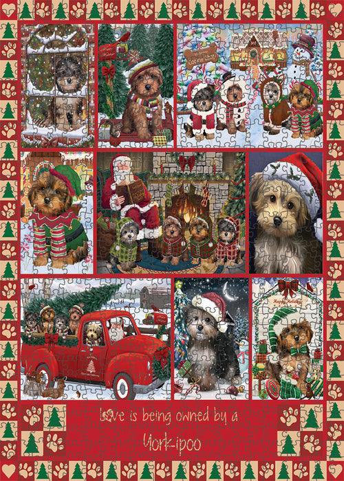 Love is Being Owned Christmas Yorkipoo Dogs Puzzle with Photo Tin PUZL99552