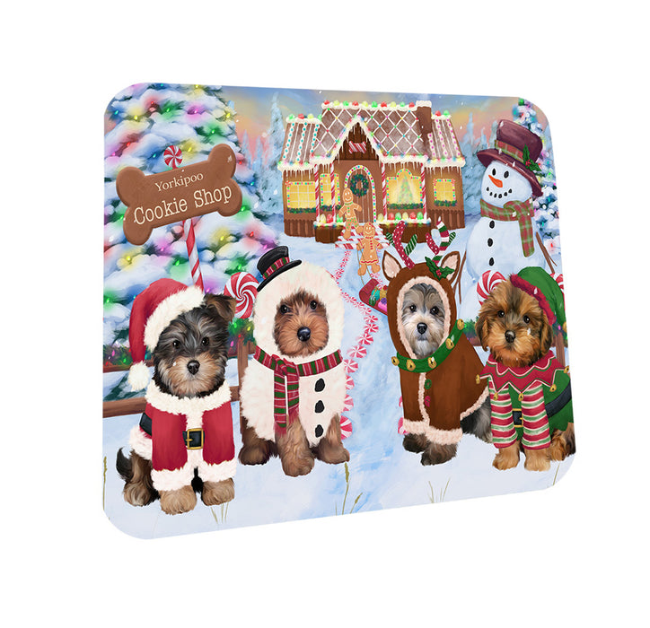 Holiday Gingerbread Cookie Shop Yorkipoos Dog Coasters Set of 4 CST56592