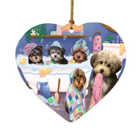 Rub A Dub Dogs In A Tub Yorkipoos Dog Heart Christmas Ornament HPOR57193