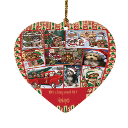 Love is Being Owned Christmas Yorkipoo Dogs Heart Christmas Ornament HPOR57896