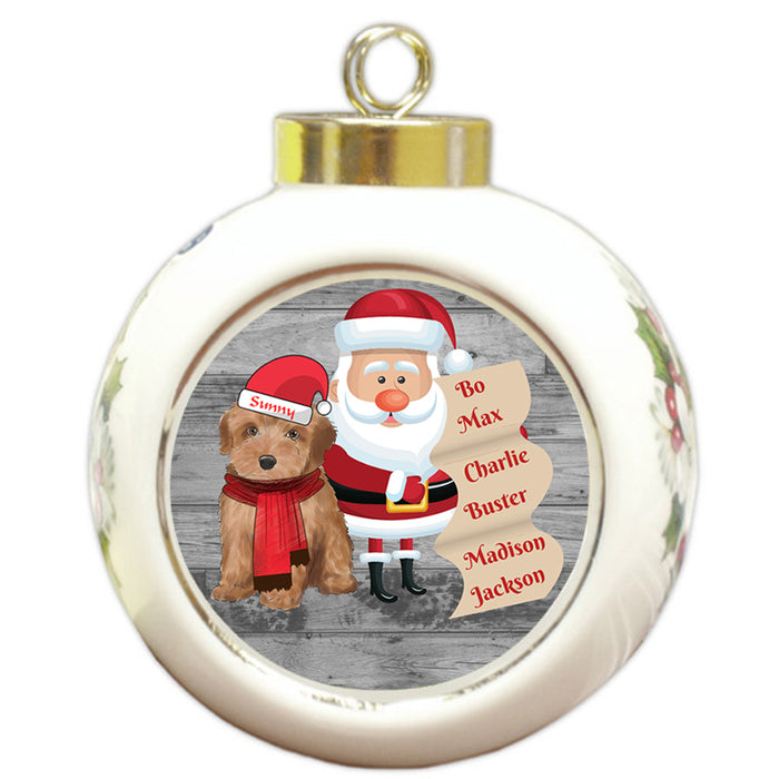 Custom Personalized Santa with Yorkipoo Dog Christmas Round Ball Ornament