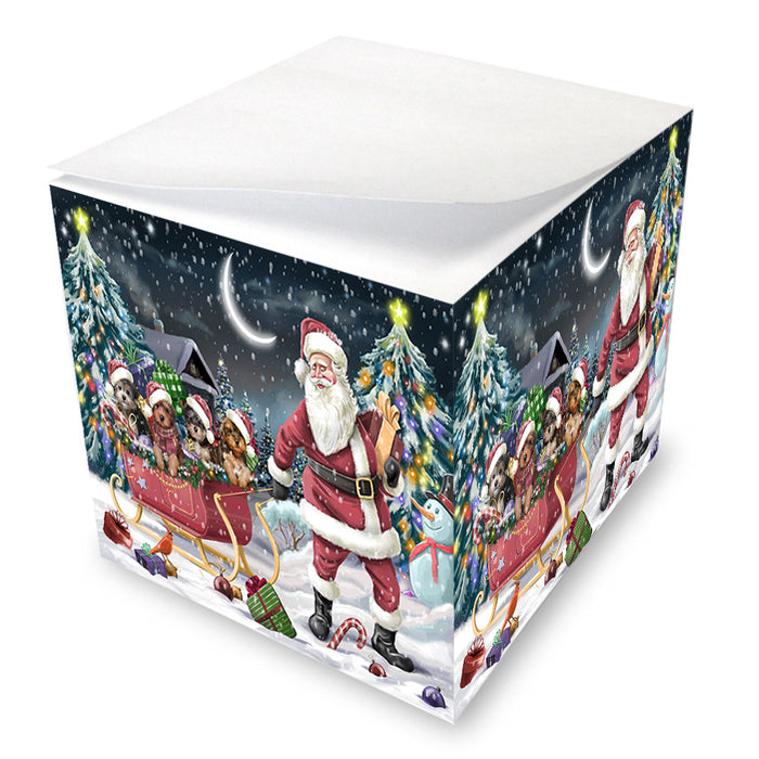 Santa Sled Dogs Christmas Happy Holidays Yorkipoos Dog Note Cube NOC51729