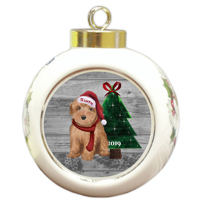 Custom Personalized Yorkipoo Dog Glassy Classy Christmas Round Ball Ornament