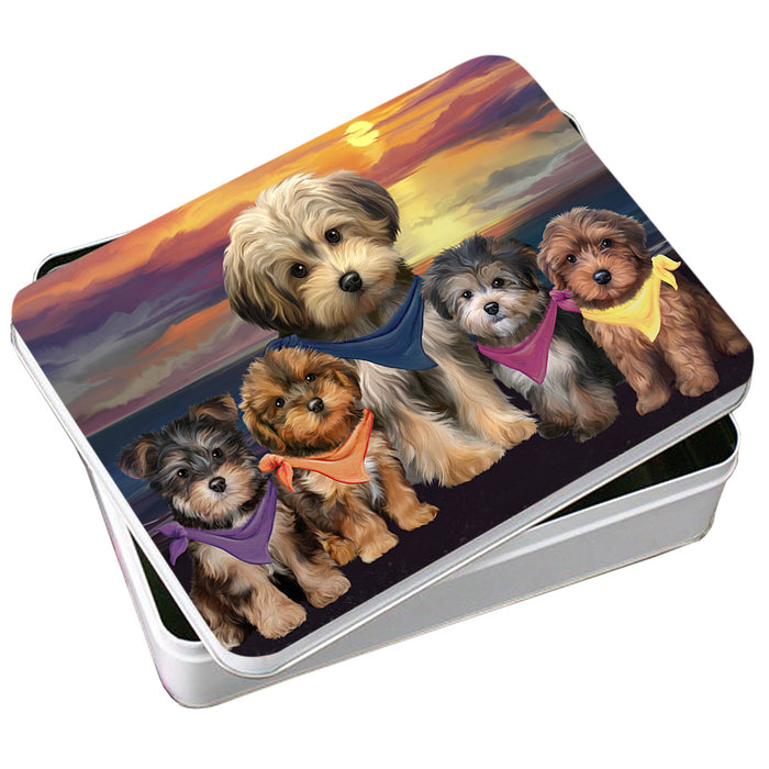 Family Sunset Portrait Yorkipoos Dog Photo Storage Tin PITN50289