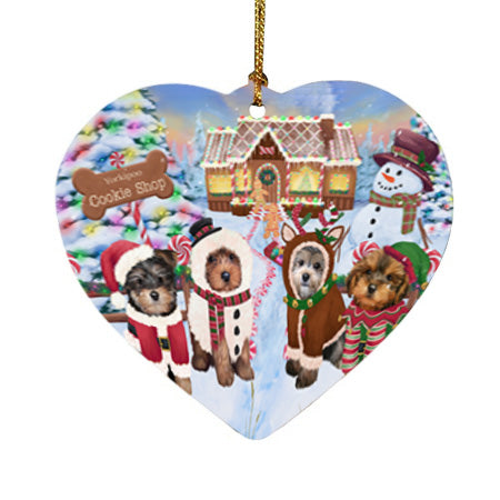 Holiday Gingerbread Cookie Shop Yorkipoos Dog Heart Christmas Ornament HPOR56990