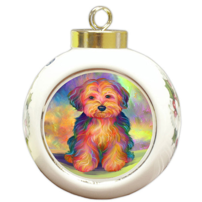 Paradise Wave Yorkipoo Dog Round Ball Christmas Ornament RBPOR56443
