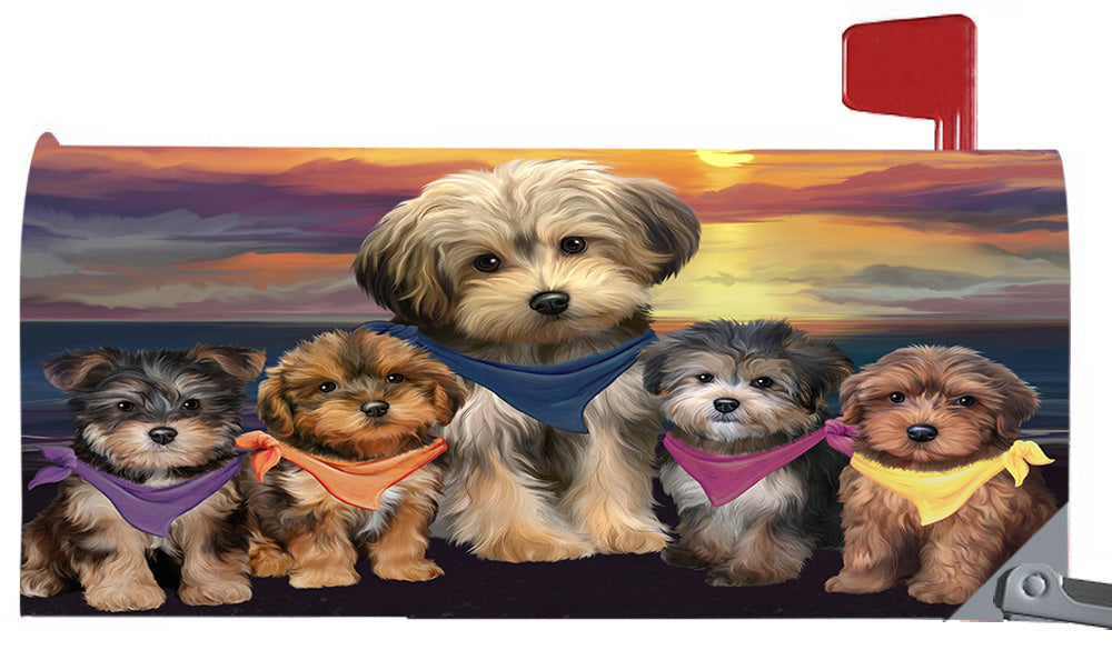 Family Sunset Portrait Yorkipoo Dogs Magnetic Mailbox Cover MBC48518