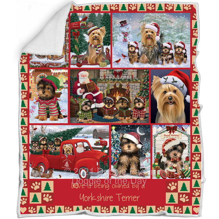 Love is Being Owned Christmas Yorkshire Terrier Dogs Blanket BLNKT143513