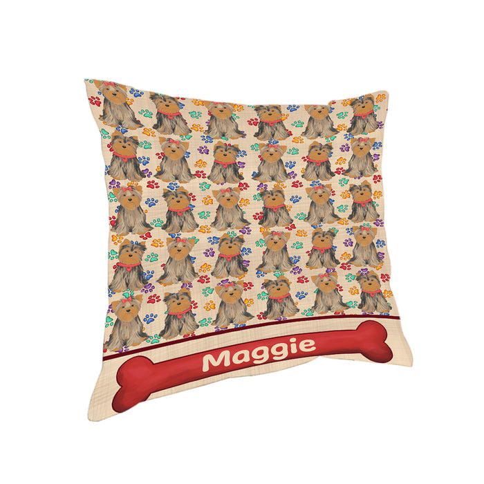 Rainbow Paw Print Yorkshire Terrier Dogs Pillow PIL84512