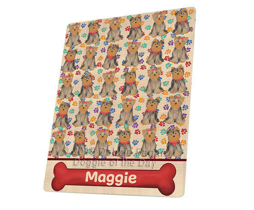 Rainbow Paw Print Yorkshire Terrier Dogs Blanket BLNKT136749