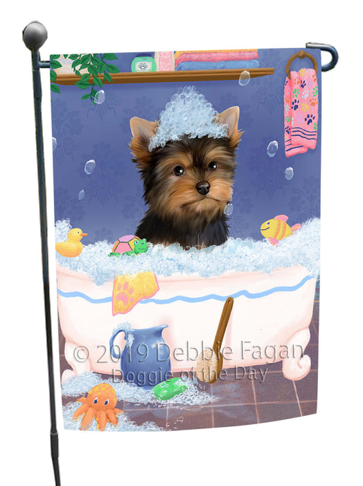 Rub A Dub Dog In A Tub Yorkshire Terrier Dog Garden Flag GFLG66339