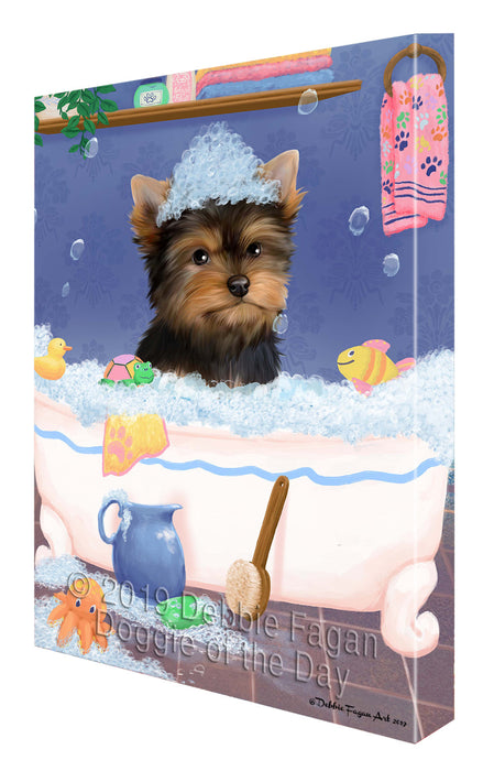 Rub A Dub Dog In A Tub Yorkshire Terrier Dog Canvas Print Wall Art Décor CVS143855