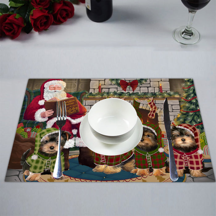 Christmas Cozy Holiday Fire Tails Yorkshire Terrier Dogs Placemat