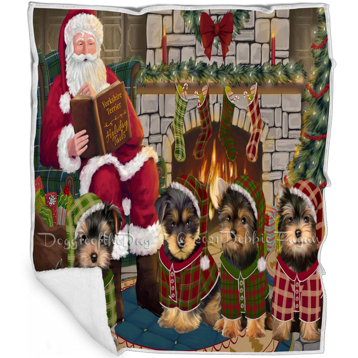 Christmas Cozy Holiday Tails Yorkshire Terriers Dog Blanket BLNKT118047