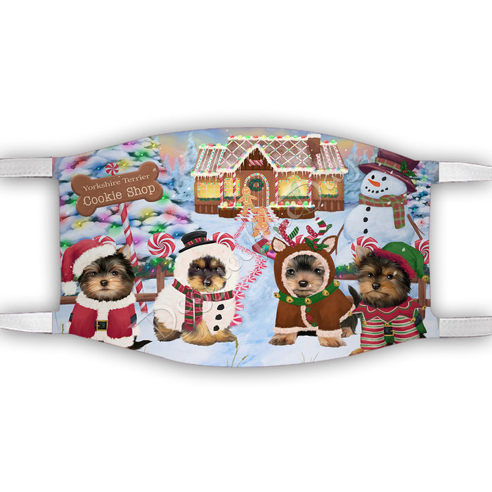 Holiday Gingerbread Cookie Yorkshire Terrier Dogs Shop Face Mask FM48950