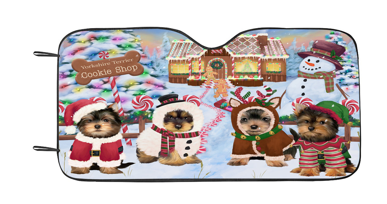 Holiday Gingerbread Cookie Yorkshire Terrier Dogs Car Sun Shade