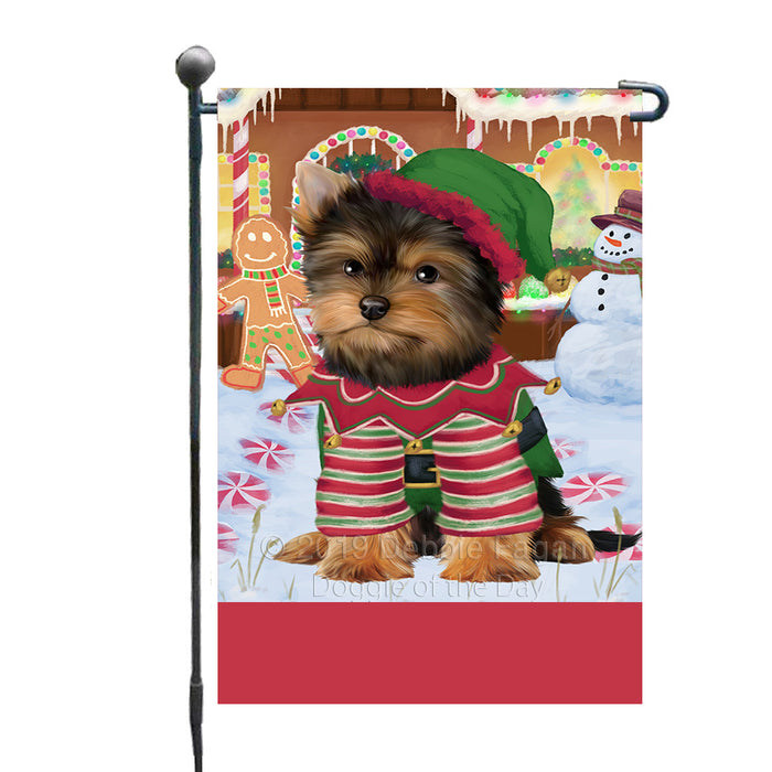 Personalized Gingerbread Candyfest Yorkshire Terrier Dog Custom Garden Flag GFLG64238