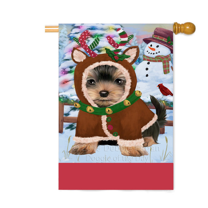 Personalized Gingerbread Candyfest Yorkshire Terrier Dog Custom House Flag FLG64022