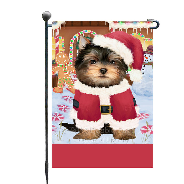 Personalized Gingerbread Candyfest Yorkshire Terrier Dog Custom Garden Flag GFLG64240