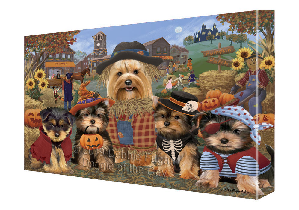 Halloween 'Round Town Yorkshire Terrier Dogs Canvas Print Wall Art Décor CVS144134