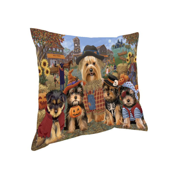 Halloween 'Round Town Yorkshire Terrier Dogs Pillow PIL85228