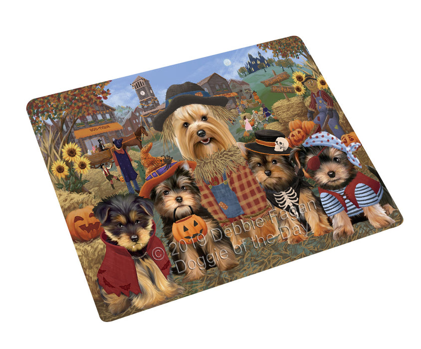 Halloween 'Round Town Yorkshire Terrier Dogs Cutting Board - For Kitchen - Scratch & Stain Resistant - Designed To Stay In Place - Easy To Clean By Hand - Perfect for Chopping Meats, Vegetables