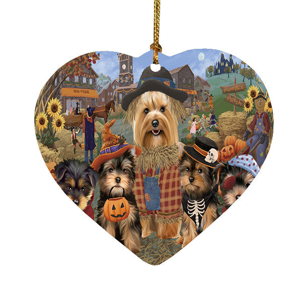 Halloween 'Round Town Yorkshire Terrier Dogs Heart Christmas Ornament HPOR57719