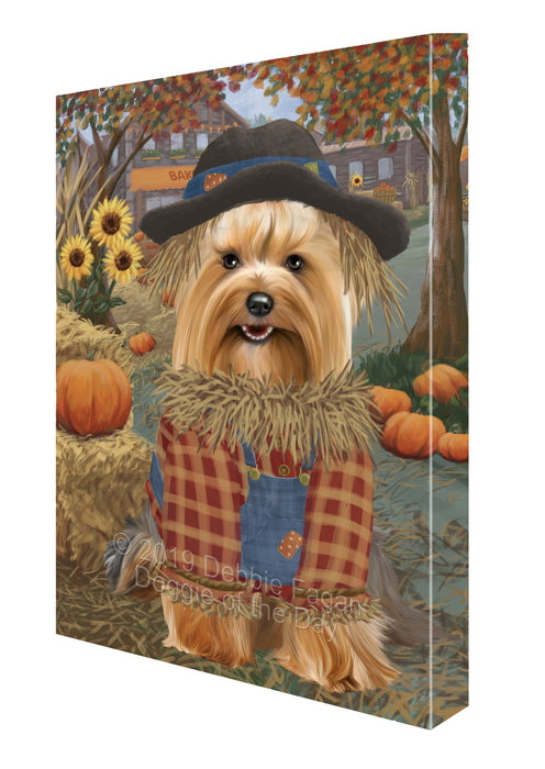 Fall Pumpkin Scarecrow Yorkshire Terrier Dogs Canvas Print Wall Art Décor CVS144683