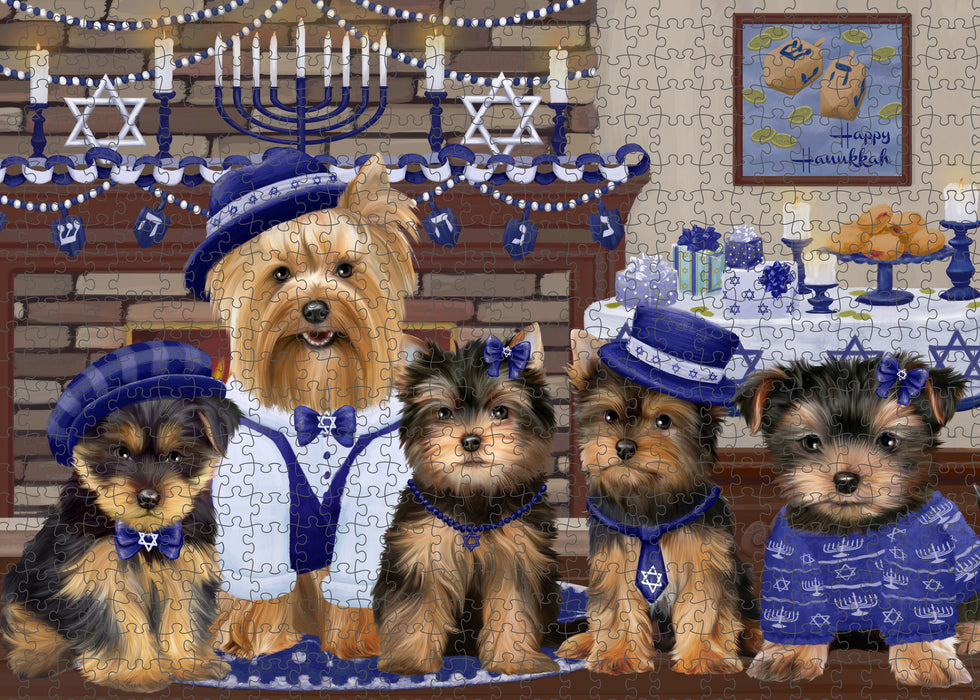 Happy Hanukkah Family Yorkshire Terrier Dogs Puzzle with Photo Tin PUZL98964