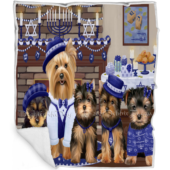 Happy Hanukkah Yorkshire Terrier Dogs Blanket BLNKT144081